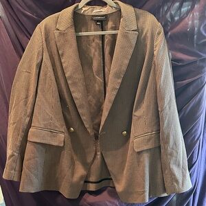 Lane Bryant Checkered Blazer with Gold Accents